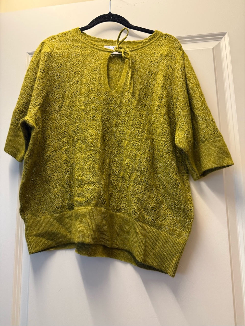 Old Navy Moss Green Eyelet Knit Short-Sleeve Pullover NEW WITHOUT TAGS